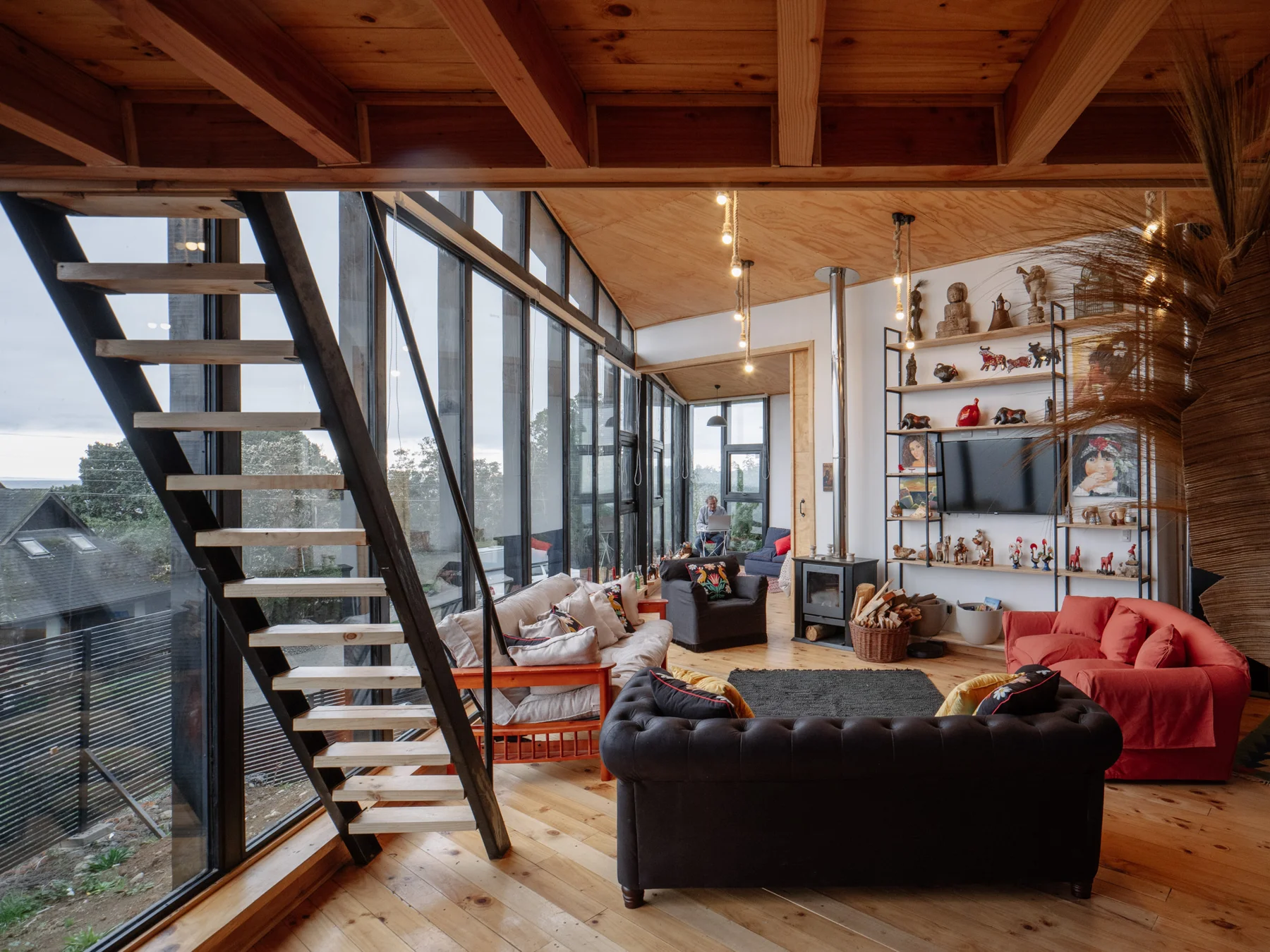 House MM / EXTCO - Interior Photography, Wood, Chair, Stairs, Beam